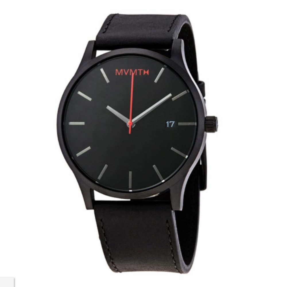 MVMT Classic Black Dial Black Leather Men's Watch